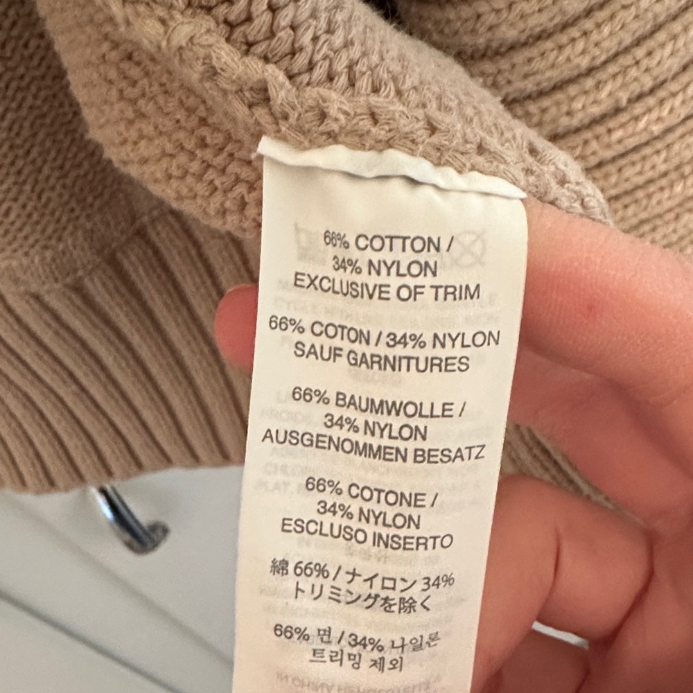 GUC J.Crew Beige Tan Cotton Blend Chunky Cardigan Sweater - Picture 4 of 5